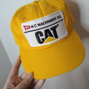 CAT Vintage Trucker Hat Yellow Snapback Made In USA